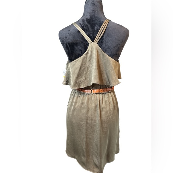 City Triangles Women’s Olive Green Ruffle Dress Size M – Belted, Sleeveless - Picture 11 of 11